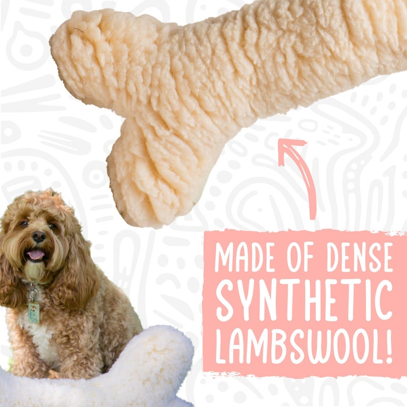 HuggleHounds Plush Bone Dog Toy - Dog Fuzzy Bone Toy, Soft Fleece, Durable Stuffed Dog Toy for Large Breeds, Puppies, Faux Sheepskin - 24" HuggleFleece Bone - Image 4